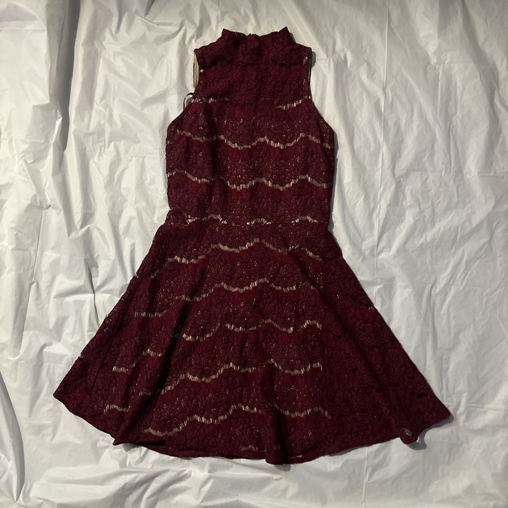 Burgundy a line dress